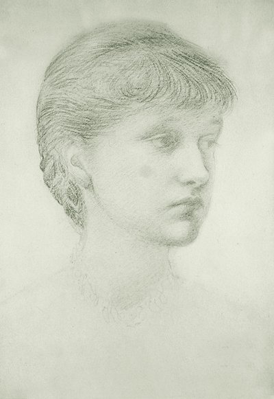 Portret Madeleine Wyndham (zielona kreda na papierze) autorstwa Edward Coley Burne Jones