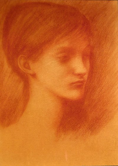 Ruda Głowa / Portret Dziewczynki (kreda na papierze) autorstwa Edward Coley Burne Jones