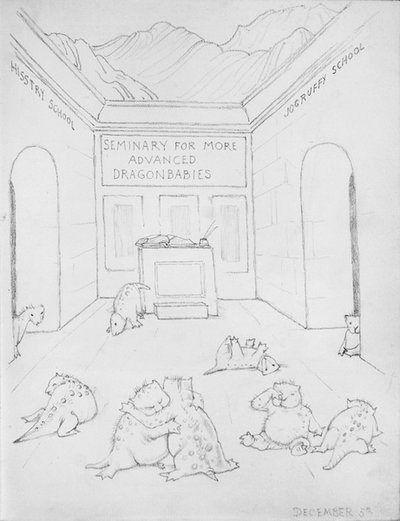 Seminarium dla Smoków (ołówek na papierze) autorstwa Edward Coley Burne Jones