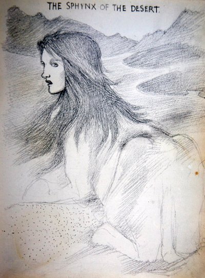Sfinks pustyni (ołówek na papierze) autorstwa Edward Coley Burne Jones