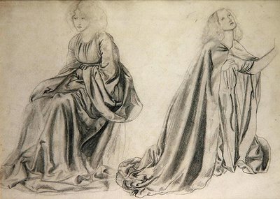 Studia dla „Graczy backgammona” (ołówek na papierze) autorstwa Edward Coley Burne Jones