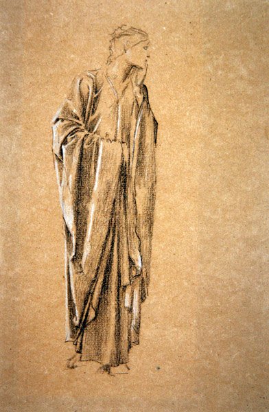 Studium dla Danae, ok. 1885 (czarno-biała kreda na brązowym papierze) autorstwa Edward Coley Burne Jones