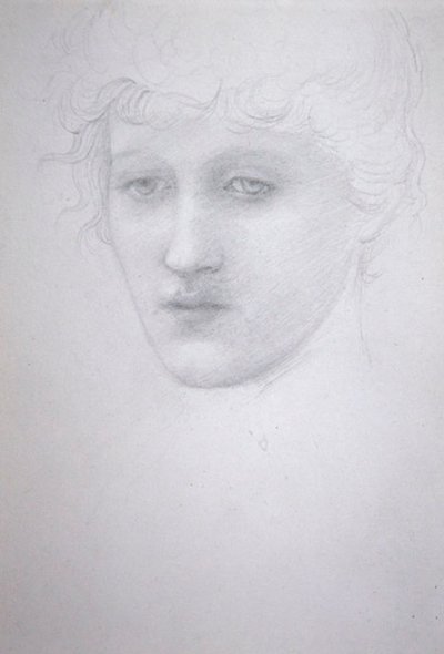 Studium głowy dziewczynki - Bessie Keane, ok. 1896 (ołówek na papierze) autorstwa Edward Coley Burne Jones