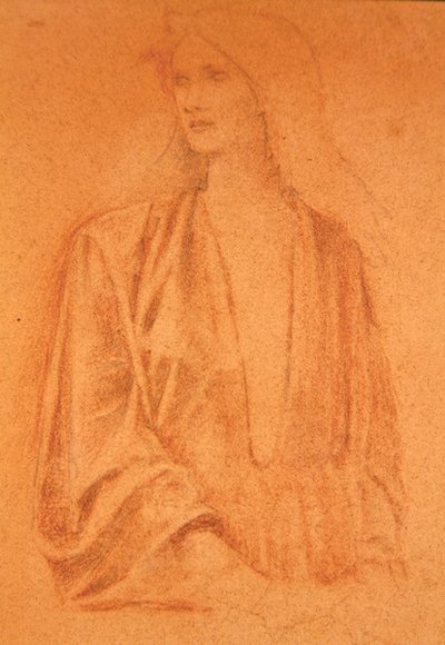 Studium dziewczyny (ołówek na papierze) autorstwa Edward Coley Burne Jones