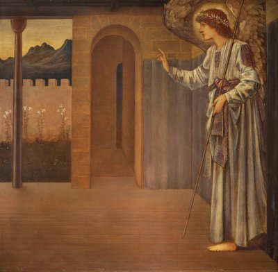 Anioł Gabriel, część Zwiastowania autorstwa Edward Coley Burne-Jones