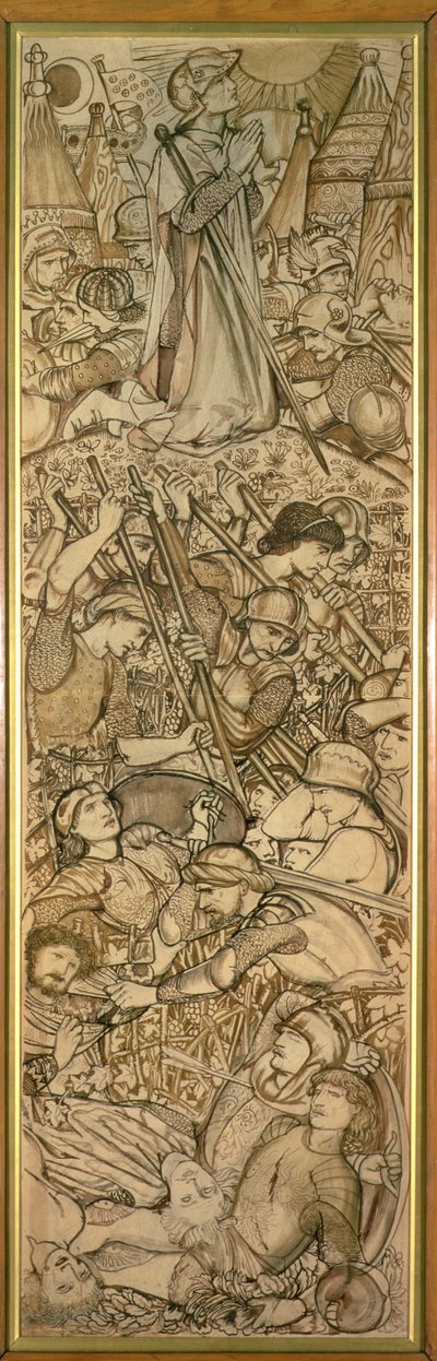 Bitwa pod Bet-Horon - Jozue rozkazuje słońcu i księżycowi stać nieruchomo autorstwa Edward Coley Burne-Jones