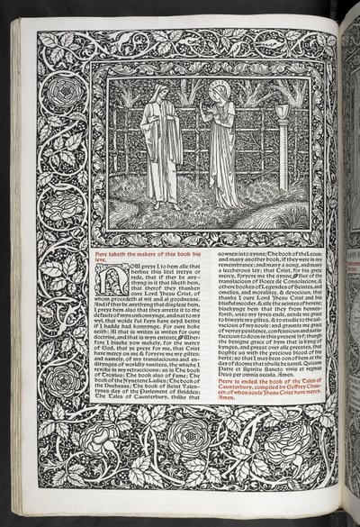 „Prace Geoffreya Chaucera są teraz nadrukowane na nowo z obrazami zaprojektowanymi przez Sir Edwarda Burne-Jonesa” autorstwa Edward Coley Burne Jones