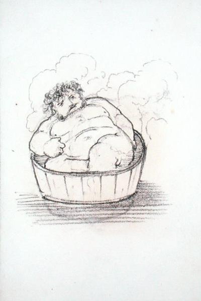 William Morris (1834-96) w wannie, z albumu rysunków (ołówek na papierze) autorstwa Edward Coley Burne Jones