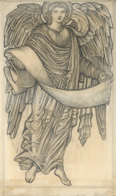 Anioł ze zwojem - figura ósma, 1880 (kreda na papierze) autorstwa Edward Burne Jones