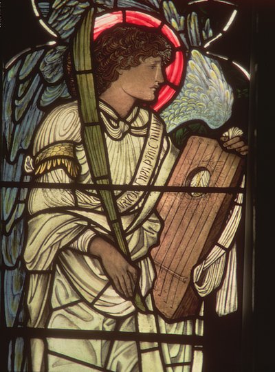 Anioł z lirą, z okna św. Cecylii, Christ Church, Oxford, 1875 autorstwa Edward Burne Jones