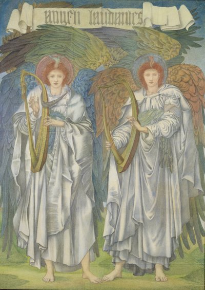 Angeli Laudantes, ok.1887 (projekt okna w katedrze Salisbury, także na gobeliny) (kolorowe kredy na papierze) autorstwa Edward Burne Jones