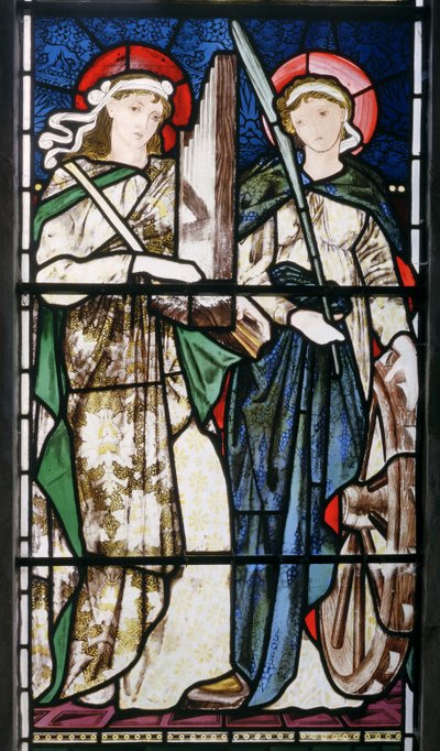 Bloxham, St Mary, Morris, Marshall, Faulkner & Co, Edward Burne-Jones, St Cecilia i St Catherine, 1869 autorstwa Edward Burne Jones