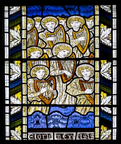 Cambridge, All Saints, Morris Marshall & Faulkner & Co, Edward Burne-Jones, Gloria In Excelsis, 1866 autorstwa Edward Burne Jones