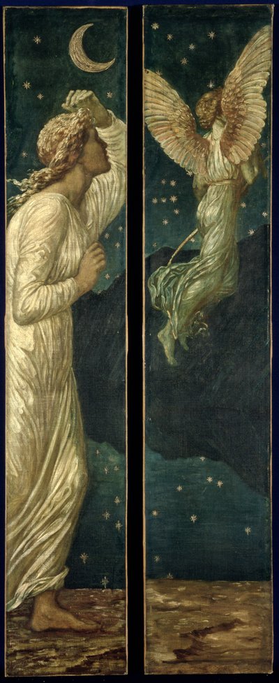 Kupidyn i Psyche - Pałacowe Zielone Murale - Kupidyn odlatujący z Psyche, 1881 autorstwa Edward Burne Jones