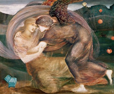 Amorek dostarczający Psyche (akwarela i pastel na papierze) autorstwa Edward Burne Jones