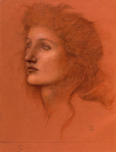 Głowa kobiety, 1890 (pastel na papierze) autorstwa Edward Burne Jones