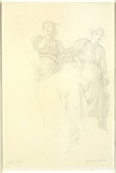 Grupa kobiet, Studium wstępne do obrazu, Złote schody autorstwa Edward Coley Burne Jones
