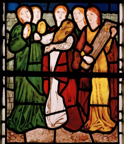 Panny Muzykantki, z Pieśni Salomona, 1862 (witraż) autorstwa Edward Burne Jones