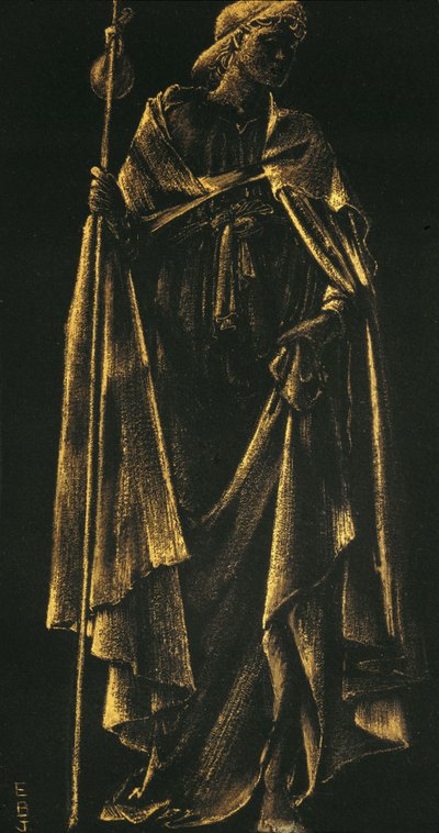 Anioł usługujący (złota farba na papierze) autorstwa Edward Burne Jones