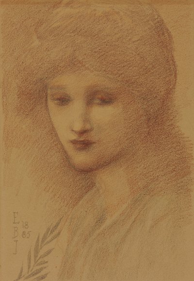 Portret Laury Lyttelton, z domu Tennant, ze spuszczonymi oczami, 1885 autorstwa Edward Burne Jones