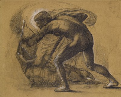 Św Jerzy i smok (ołówek na papierze) autorstwa Edward Burne Jones