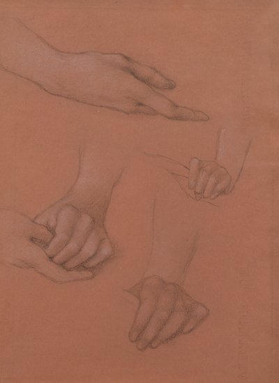 Studia rąk do portretu Mary Gaskell (czarno-biała kreda na papierze) autorstwa Edward Burne Jones