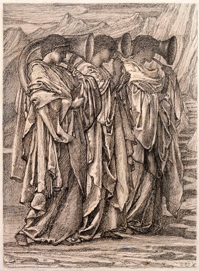 Studium dla „Wyzwanie w dziczy”, c.1875 autorstwa Edward Burne Jones