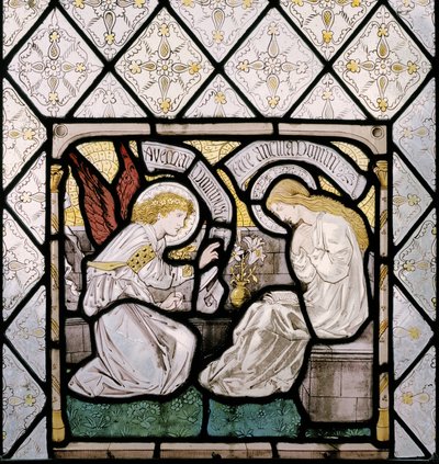 Zwiastowanie, fragment okna wschodniego, 1865 (witraż) autorstwa Edward Burne Jones