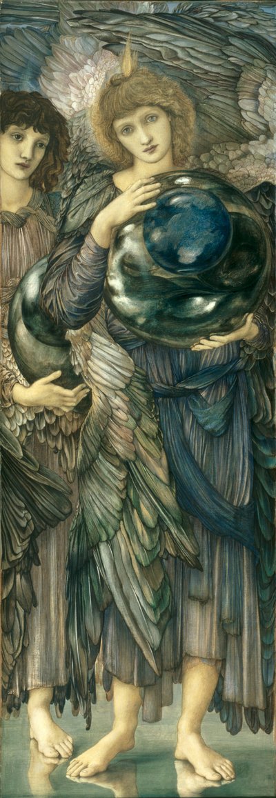 Dni stworzenia: drugi dzień, 1870-76 (wc, gwasz, muszelkowe złoto i platynowa farba na pokrytym płótnem panelu) autorstwa Edward Burne Jones