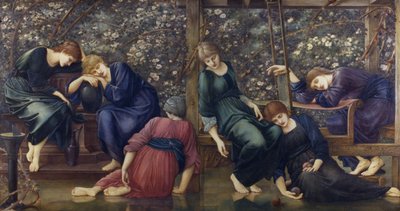 Dziedziniec ogrodowy, z serii Briar Rose, ok. 1894 (olej na płótnie) autorstwa Edward Burne Jones
