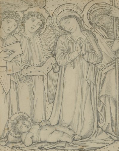 Święta Rodzina, ok.1874 (kreda na papierze) autorstwa Edward Burne Jones