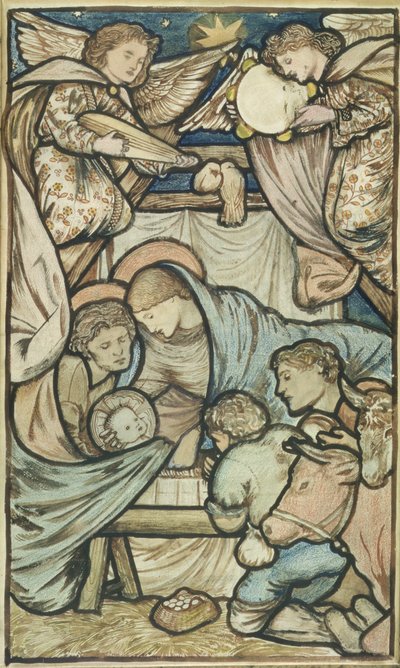 Narodzenia (sepia i kolorowa kreda na papierze) autorstwa Edward Burne Jones