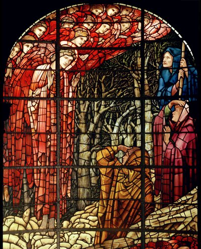 Okienko Narodzenia, detal, Pasterze, 1888 (witraż) autorstwa Edward Burne Jones