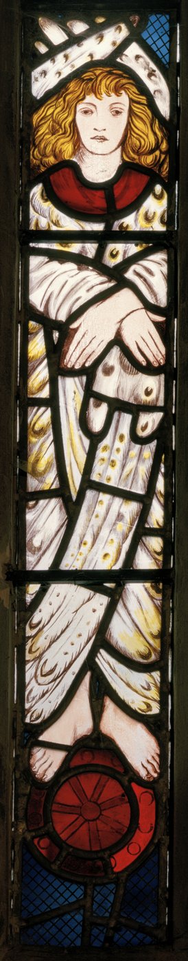 Nowe Jeruzalem, Anioł, detal, 1862-3 (witraż) autorstwa Edward Burne Jones