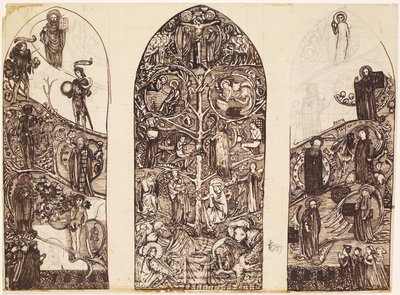 Drzewo Jessego, projekt do witrażu w Waltham Abbey, wyprodukowany przez Powell & Co., 1860 autorstwa Edward Burne Jones