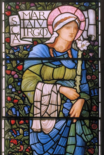 Matka Boska, okno wschodnie, 1880 (witraż) autorstwa Edward Burne Jones
