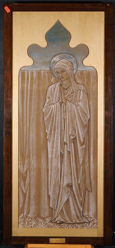 Dziewica Maryja: rysunek do witrażu w Ashton-under-Lyne, ok. 1892 r. autorstwa Edward Burne Jones