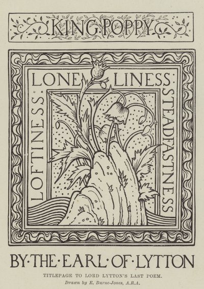 Strona tytułowa ostatniego wiersza Lorda Lyttona autorstwa Edward Burne Jones
