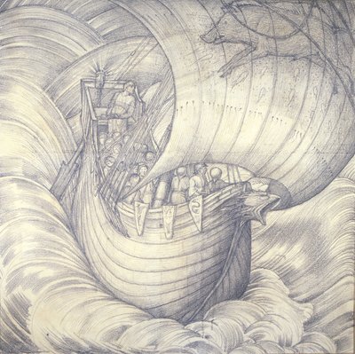 Voyage to Vinland the Good, 1884 (kreda na papierze) autorstwa Edward Burne Jones