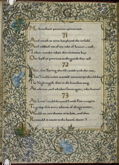 (Całe tom) Rubajat Omara Chajjama, wersety 71-73. C autorstwa Edward Coley and Morris William Burne Jones