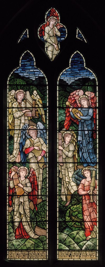 Wilden, All Saints, Morris & Co., Edward Burne-Jones, John Henry Dearle (1859-1932), Angels Of Paradise, Angel Musicians, 1902-1914, Louisa, Alfred, The Baldwins, Premier, Metodysta, Worcesters autorstwa Edward Coley and Dearle Burne-Jones