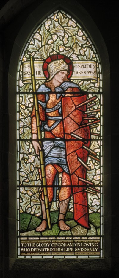 Wilden, All Saints, Morris & Co., Edward Burne-Jones, John Henry Dearle (1859-1932), Fortitude, 1902-1914, Louisa, Alfred, The Baldwins, Premier, Methodist, Worcestershire, Arts & Crafts, Rudia autorstwa Edward Coley and Dearle Burne-Jones