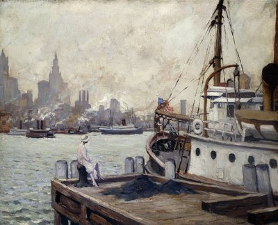 Poranek w nowojorskim porcie autorstwa Edward Cucuel