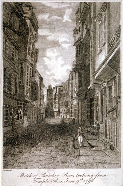 Rzeźnik Row, Westminster, Londyn, 1796. autorstwa Edward Dayes