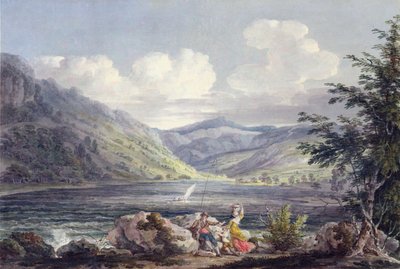 Haweswater, Westmoreland, ok. 1795 (wc nad grafitem na papierze tkanym) autorstwa Edward Dayes