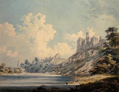 Zamek Warkworth (akwarela na papierze) autorstwa Edward Dayes