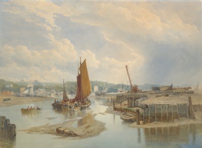 Miasto przy ujściu rzeki podczas odpływu, 1868. autorstwa Edward Duncan