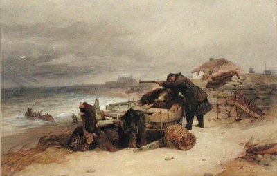 The Look Out, ok.1850 (akwarela na papierze) autorstwa Edward Duncan