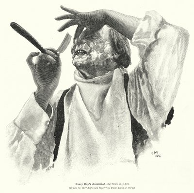 Golący się mężczyzna (litografia) autorstwa Edward Ertz