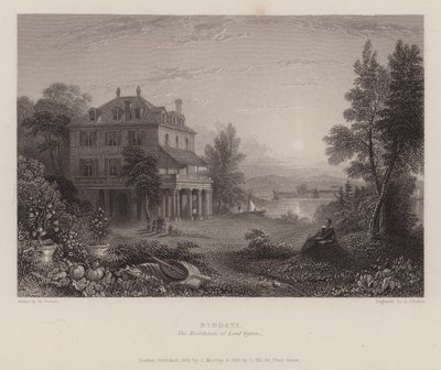 Villa Diodati, rezydencja Lorda Byrona (grafika) autorstwa Edward Francis (after) Finden